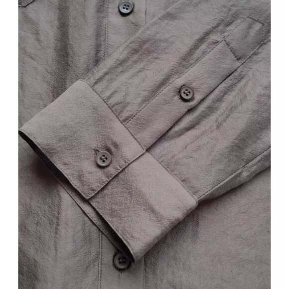 NEW No.6 Ilya Shirt - Ballet Brown Cafe Semi Sheer Buttondown Retro - Picture 8 of 10